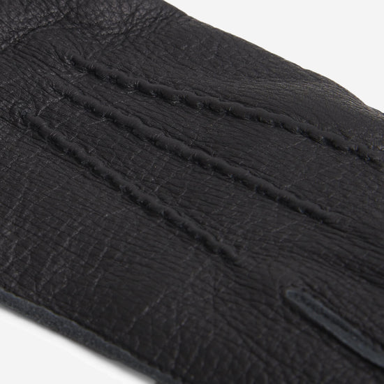 Vittoria (black) - Italian gloves made of American deerskin leather with cashmere lining - Fratelli Orsini - Luxury Leather Gloves - Handmade in Italy - 4