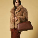 Cecilia (brown) - Italian calf leather women's handbag (with shoulder strap)