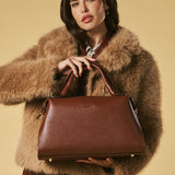 Cecilia (brown) - Italian calf leather women's handbag (with shoulder strap)