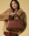 Cecilia (brown) - Italian calf leather women's handbag (with shoulder strap)