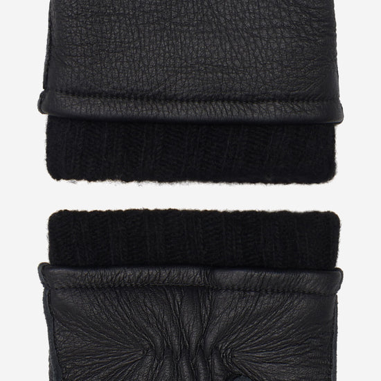 Vittoria (black) - Italian gloves made of American deerskin leather with cashmere lining - Fratelli Orsini - Luxury Leather Gloves - Handmade in Italy - 6