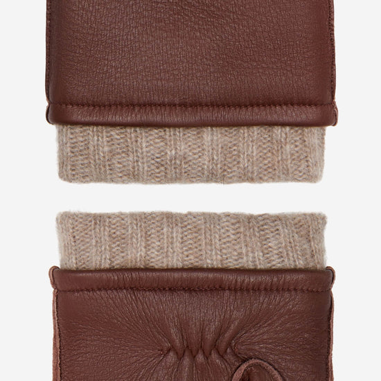 Vittoria (brown) - Italian gloves made of American deerskin leather with cashmere lining - Fratelli Orsini - Luxury Leather Gloves - Handmade in Italy - 6