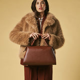 Cecilia (brown) - Italian calf leather women's handbag (with shoulder strap)