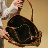 Valentina (cognac) - Italian calf leather women's handbag (with shoulder strap)
