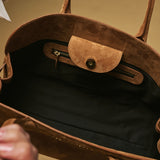 Chiara (cognac) - Italian calf suede women's handbag (with shoulder strap)