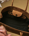 Chiara (Cognac) – Italienische Damenhandtasche aus Kalbsveloursleder (mit Schulterriemen)