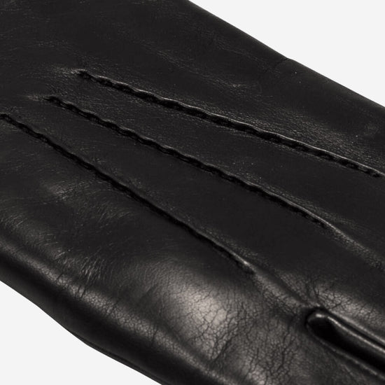 Aldo (black) - Italian lambskin leather gloves with lambswool lining & touchscreen feature - Fratelli Orsini - Luxury Leather Gloves - Handmade in Italy - 4