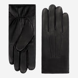 Aldo (black) - Italian lambskin leather gloves with lambswool lining & touchscreen feature