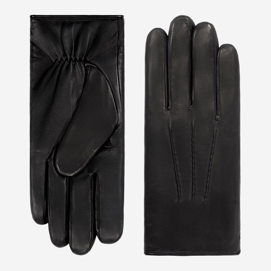 Aldo (zwart) - Italiaanse lamsleren handschoenen met lamswollen voering & touchscreenfunctie