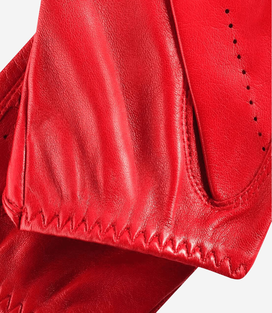 Alessa (red) - classic Italian lambskin leather driving gloves - Fratelli Orsini - Luxury Leather Gloves - Handmade in Italy - 4