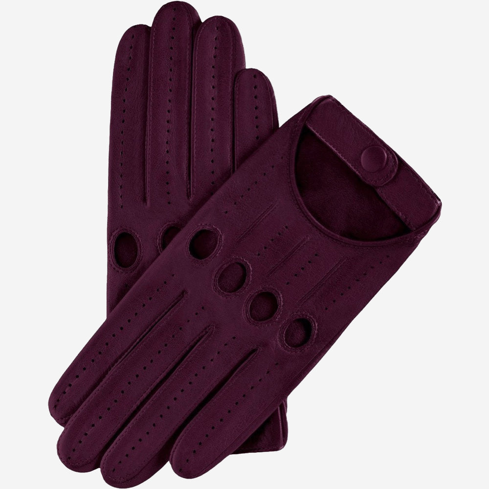 Alessa (berry) - classic Italian lambskin leather driving glovesFratelli Orsini - Luxury Leather Gloves - Handmade in Italy - 1