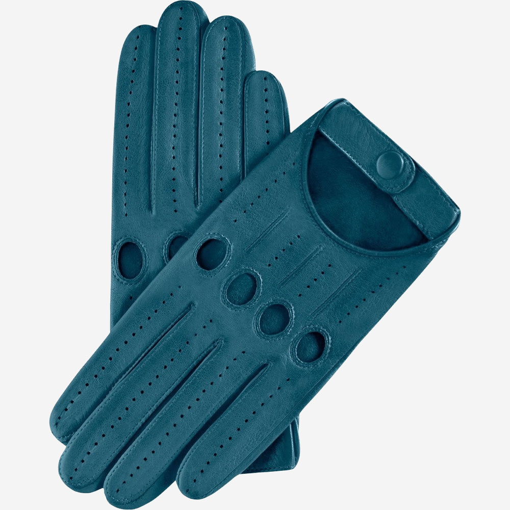 Alessa (turquoise) - classic Italian lambskin leather driving gloves - Fratelli Orsini - Luxury Leather Gloves - Handmade in Italy - 1