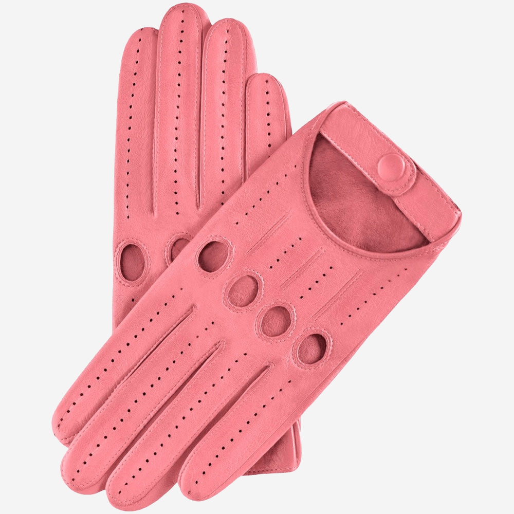 Alessa (pink) - classic Italian lambskin leather driving gloves - Fratelli Orsini - Luxury Leather Gloves - Handmade in Italy - 1