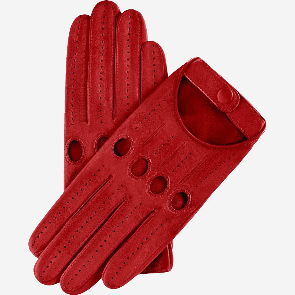 Alessa (red) - classic Italian lambskin leather driving gloves - Fratelli Orsini - Luxury Leather Gloves - Handmade in Italy - 1