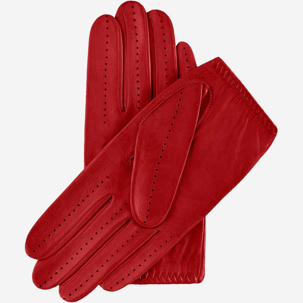 Alessa (red) - classic Italian lambskin leather driving gloves - Fratelli Orsini - Luxury Leather Gloves - Handmade in Italy - 2