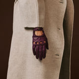 Alessa (berry) - Classic Italian lambskin leather driving gloves