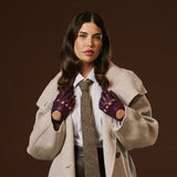 Alessa (berry) - Classic Italian lambskin leather driving gloves