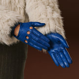 Alessa (blue) - Classic Italian lambskin leather driving gloves