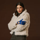 Alessa (blue) - Classic Italian lambskin leather driving gloves