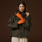 Alessa (orange) - Classic Italian lambskin leather driving gloves