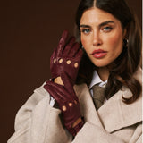 Alessa (oxblood) - Classic Italian lambskin leather driving gloves