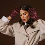 Alessa (oxblood) - Classic Italian lambskin leather driving gloves