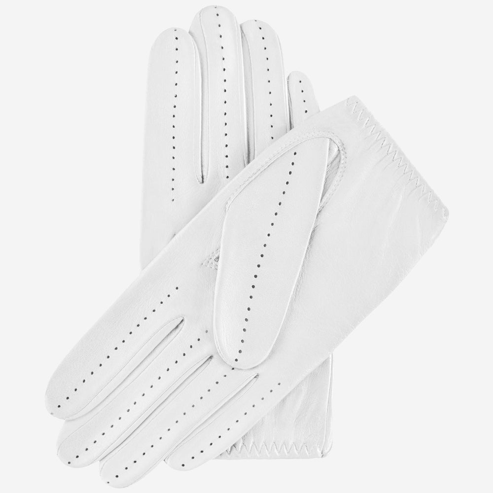 Alessa (white) - classic Italian lambskin leather driving gloves - Fratelli Orsini - Luxury Leather Gloves - Handmade in Italy - 2