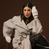 Alessa (white) - Classic Italian lambskin leather driving gloves