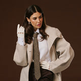 Alessa (white) - Classic Italian lambskin leather driving gloves