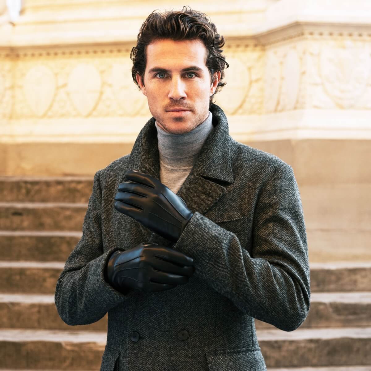 Black Leather Gloves Men