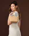 Allegra (sky blue) - Women's Italian raffia shoulder bag with leather handles