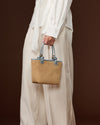 Allegra (sky blue) - Women's Italian raffia shoulder bag with leather handles