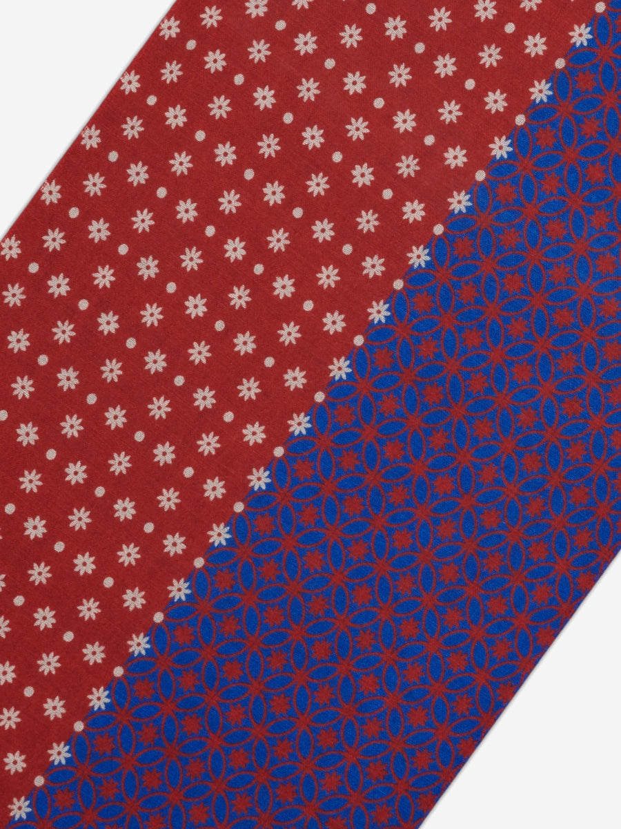 Andrea (red/blue) - soft and lightweight Italian scarf from 100% wool - Fratelli Orsini - Luxury Italian Scarf - Handmade in Italy - 3