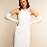 Angelina (white) - Italian silk lined 16-button length leather bridal / opera gloves - Fratelli Orsini - Luxury Leather Gloves - Handmade in Italy - 1