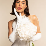 Angelina (white) - Italian silk lined 12-button length leather bridal / opera gloves  - Fratelli Orsini - Luxury Leather Gloves - Handmade in Italy - 2