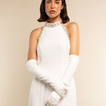 Angelina (white) - Italian silk lined 12-button length leather bridal / opera gloves  - Fratelli Orsini - Luxury Leather Gloves - Handmade in Italy - 3