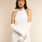 Angelina (white) - Italian silk lined 12-button length leather bridal / opera gloves  - Fratelli Orsini - Luxury Leather Gloves - Handmade in Italy - 3