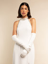 Angelina (white) - Italian silk lined 12-button length leather bridal / opera gloves  - Fratelli Orsini - Luxury Leather Gloves - Handmade in Italy - 3