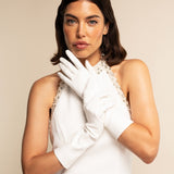 Angelina (white) - Italian silk lined 6-button length leather bridal / opera gloves - Fratelli Orsini - Luxury Leather Gloves - Handmade in Italy - 5
