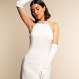 Angelina (white) - Italian silk lined 12-button length leather bridal / opera gloves  - Fratelli Orsini - Luxury Leather Gloves - Handmade in Italy - 4