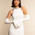 Angelina (white) - Italian silk lined 16-button length leather bridal / opera gloves - Fratelli Orsini - Luxury Leather Gloves - Handmade in Italy - 4