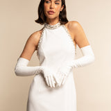 Angelina (white) - Italian silk lined 16-button length leather bridal / opera gloves - Fratelli Orsini - Luxury Leather Gloves - Handmade in Italy - 4