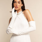 Angelina (white) - Italian silk lined 16-button length leather bridal / opera gloves - Fratelli Orsini - Luxury Leather Gloves - Handmade in Italy - 5