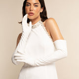Angelina (white) - Italian silk lined 16-button length leather bridal / opera gloves - Fratelli Orsini - Luxury Leather Gloves - Handmade in Italy - 5