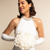 Angelina (white) - Italian silk lined 12-button length leather bridal / opera gloves  - Fratelli Orsini - Luxury Leather Gloves - Handmade in Italy - 5