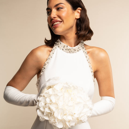 Angelina (white) - Italian silk lined 12-button length leather bridal / opera gloves  - Fratelli Orsini - Luxury Leather Gloves - Handmade in Italy - 5