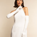 Angelina (white) - Italian silk lined 16-button length leather bridal / opera gloves - Fratelli Orsini - Luxury Leather Gloves - Handmade in Italy - 6