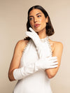 Angelina (white) - Italian silk lined 8-button length leather bridal / opera gloves - Fratelli Orsini - Luxury Leather Gloves - Handmade in Italy - 7