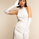Angelina (white) - Italian silk lined 12-button length leather bridal / opera gloves  - Fratelli Orsini - Luxury Leather Gloves - Handmade in Italy - 7