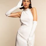 Angelina (white) - Italian silk lined 12-button length leather bridal / opera gloves  - Fratelli Orsini - Luxury Leather Gloves - Handmade in Italy - 7